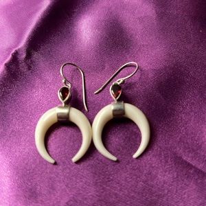 Garnet Crescent Earrings